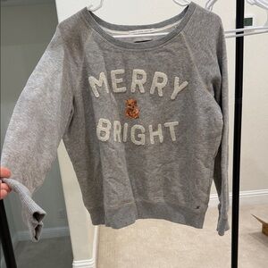 American Eagle Outfitters Gray 'Merry & Bright' Crewneck Sweatshirt